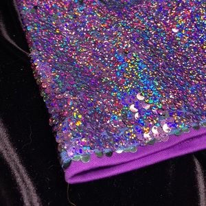 Purple Sequin Biker Shorts